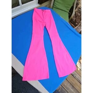 JC JQ Hot Pink Super Bell Bottom Jeans Stretch High Rise 6/8 Size Medium